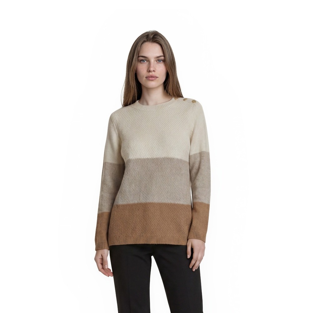 Talbots Sweater Women's Size‎ 1X Multicolor Colorblock Button Shoulder Textured